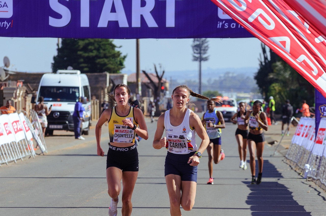 Runners in a park
